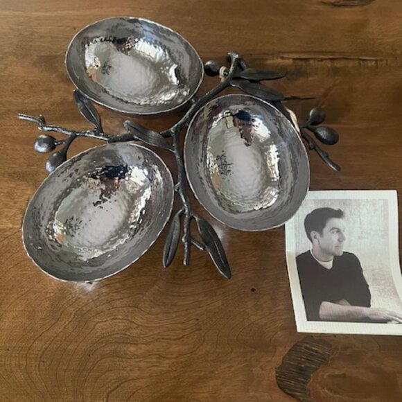 Michael Aram Olive Branch Triple Compartment Dish - Picture 2 of 10